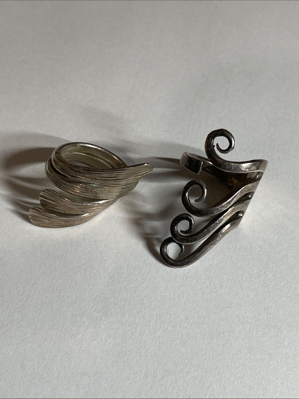 Very rare Layered Swirl 925 sterling Silver Statement Ring - Silver